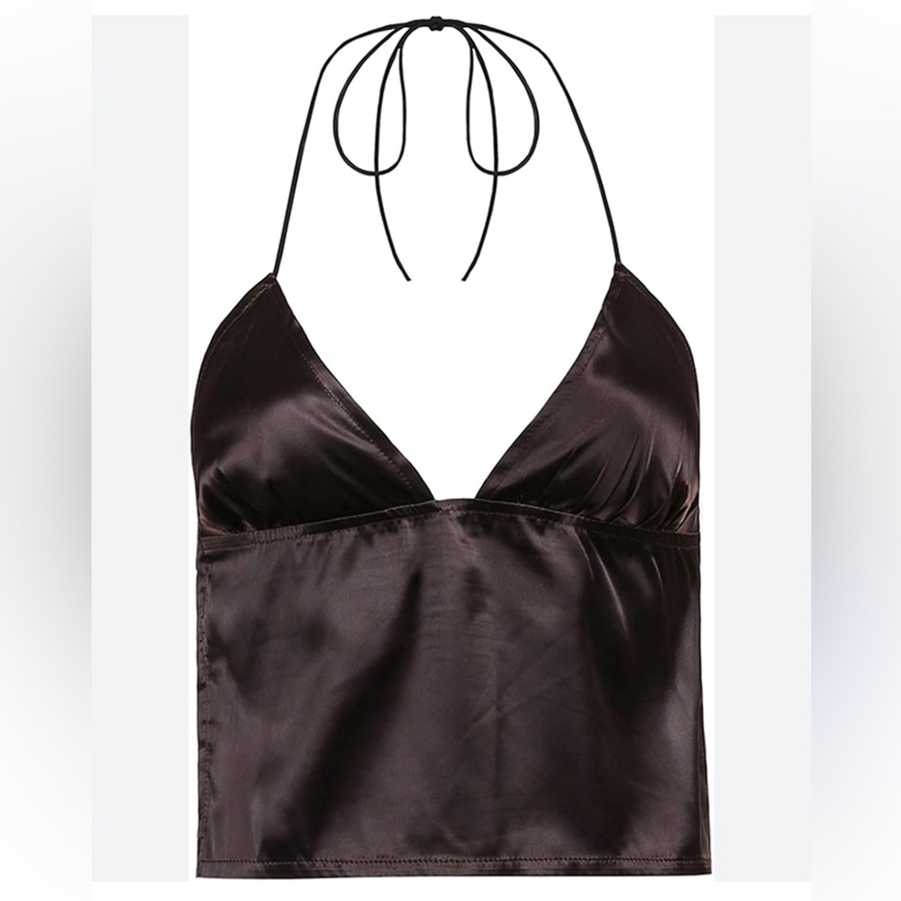 Open back satin top